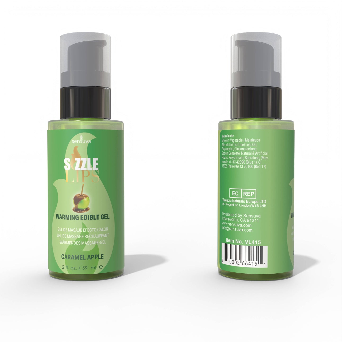 Sizzle Lips Caramel Apple Warming Gel 2 fl.oz. Bottle
