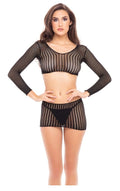 Rene Rofe Crochet Net Bodystocking 2pc