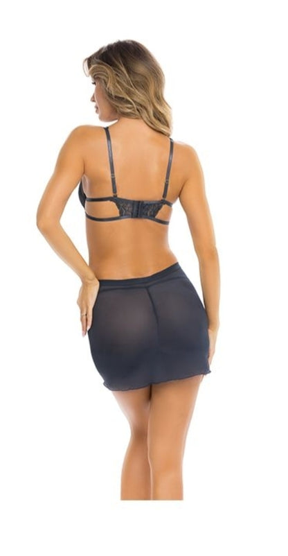 Rene Rofe Sneak Peak Chemise & G-String Blue