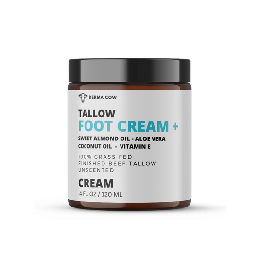 Tallow Foot Cream+ Sweet Almond Oil,Coconut Oil,Aloe, E -4oz